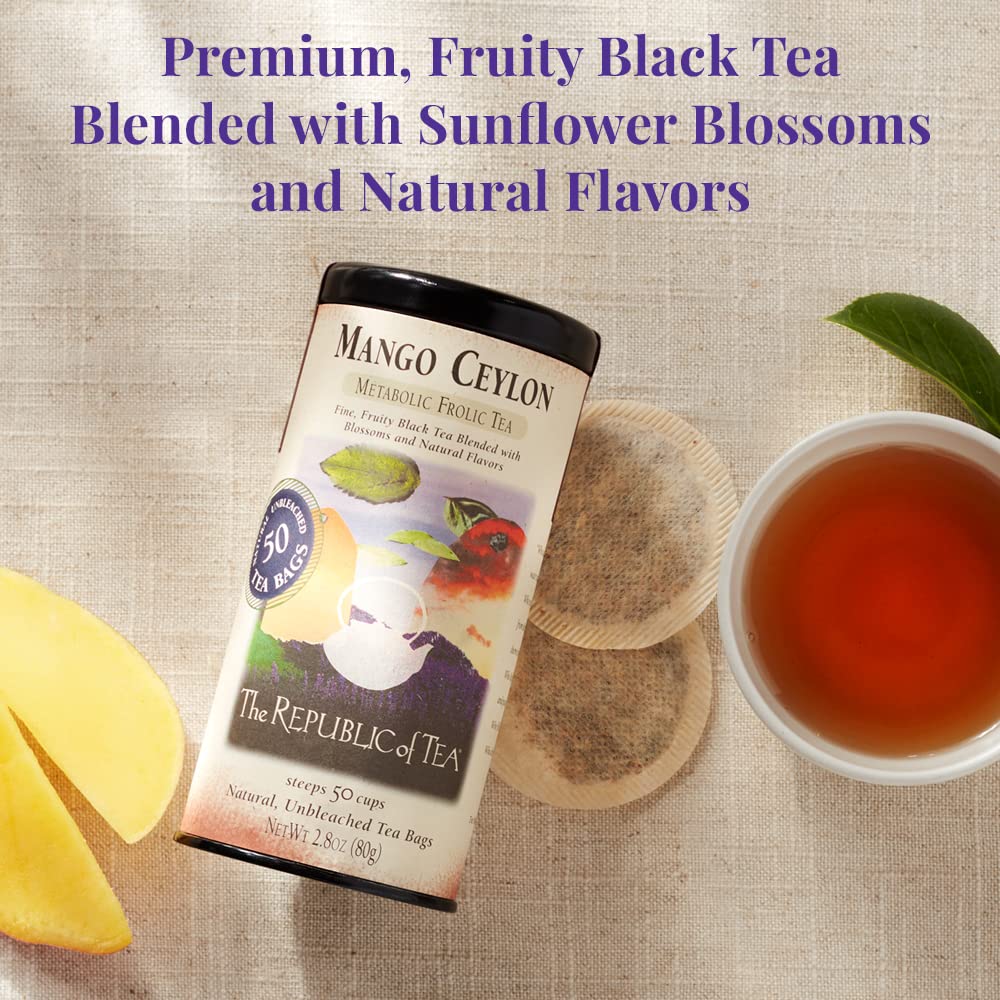 The Republic of Tea – Mango Ceylon Black Tea Bags, 250 Count | Premium Loose Leaf Tea for Weight Loss & Metabolism Boost | Perfect for Morning Energy, Afternoon Pick-Me-Up & Relaxing Evening Tea Time