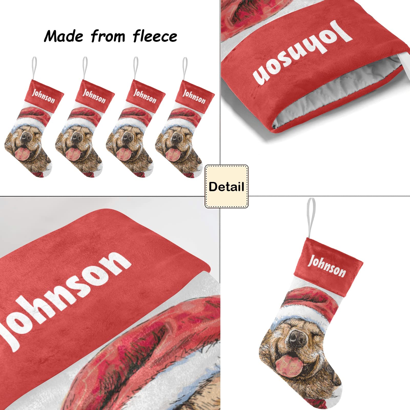 Personalized Christmas Stockings for Dogs - Custom Name Xmas Socks for Pets, 17.52 x 7.87 Inch Cute Holiday Gift - Perfect for Pet Lovers & Christmas Decorations