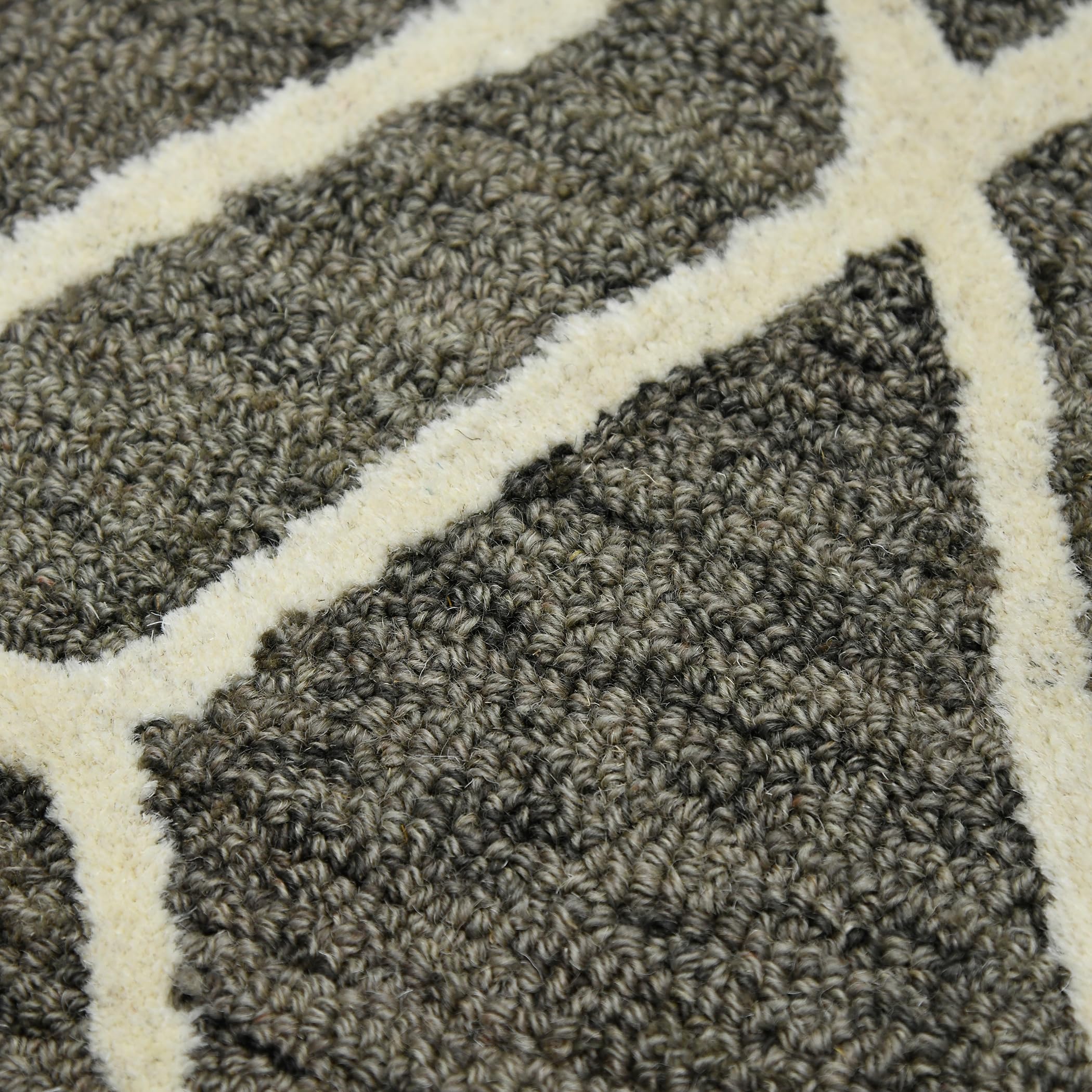 AMER Rugs Vista Duncan Collection Hand-Hooked 100% Wool Area Rug - 9x12 Geometric Pattern in Taupe | Premium Living Room, Bedroom & Kitchen Rug for Home Decor | Soft & Durable Floor Covering for Cozy Spaces