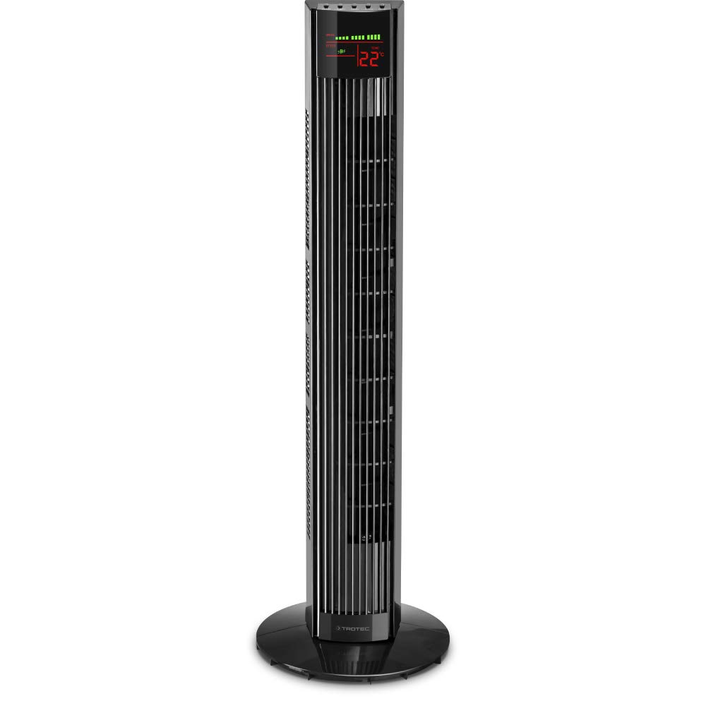 TROTEC TVE 31 T Tower Fan - 45W, 3 Speed Settings, 60° Oscillation, Quiet Operation, Remote Control, LED Display, Timer, Black - Perfect for Bedroom, Office & Home Cooling