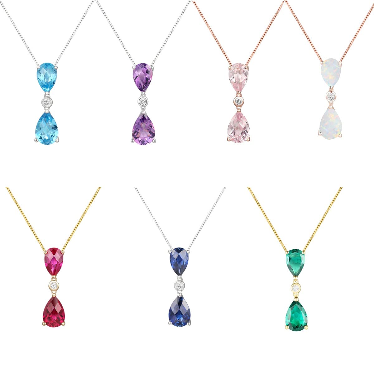 Lab-Created Blue Sapphire & White Sapphire Pear Drop Pendant & Earrings Set - Sterling Silver 18