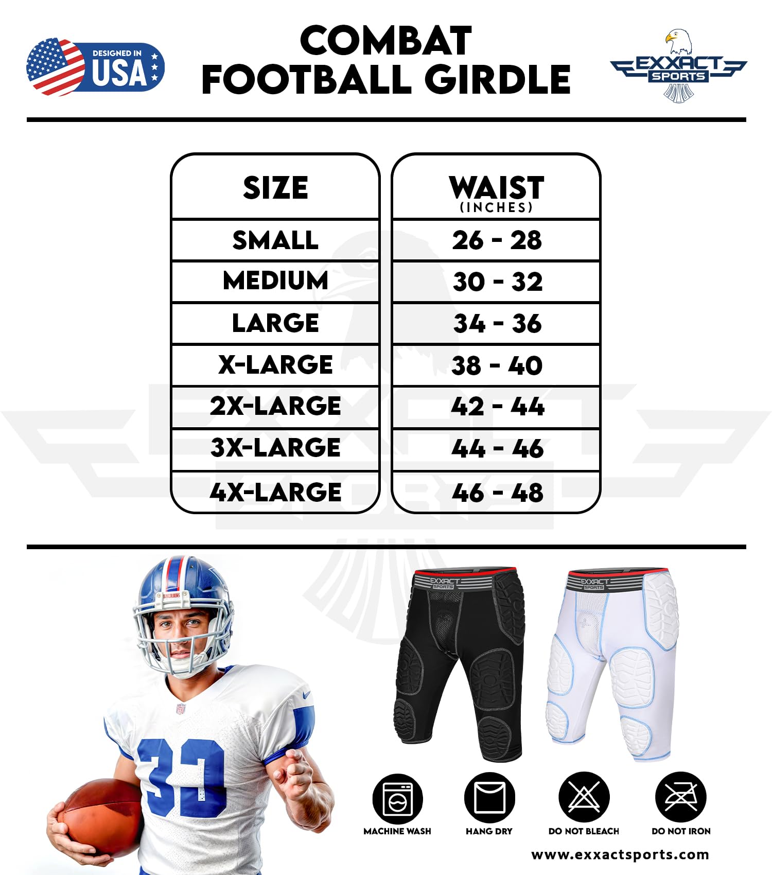 Exxact Sports Combat 7-Pad Adult Football Girdle for Men - Padded Compression Shorts with Cup Pocket | Protective Football Undergarment for Training & Games | High-Performance Football Gear for Athletes