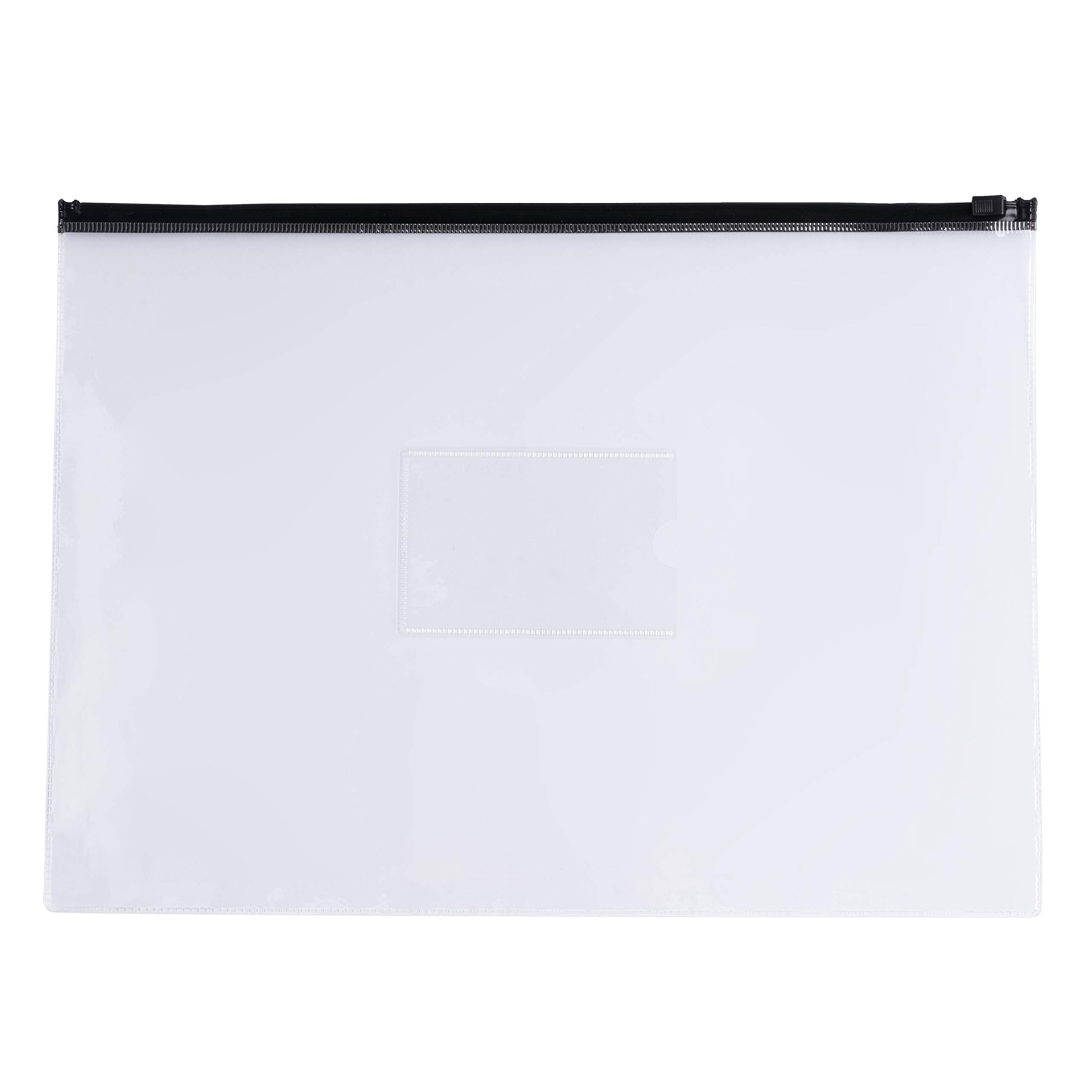 12 Pack A3 Clear Zippered Bags with Black Zipper - Perfect for Artwork Storage, School Projects & Office Organization