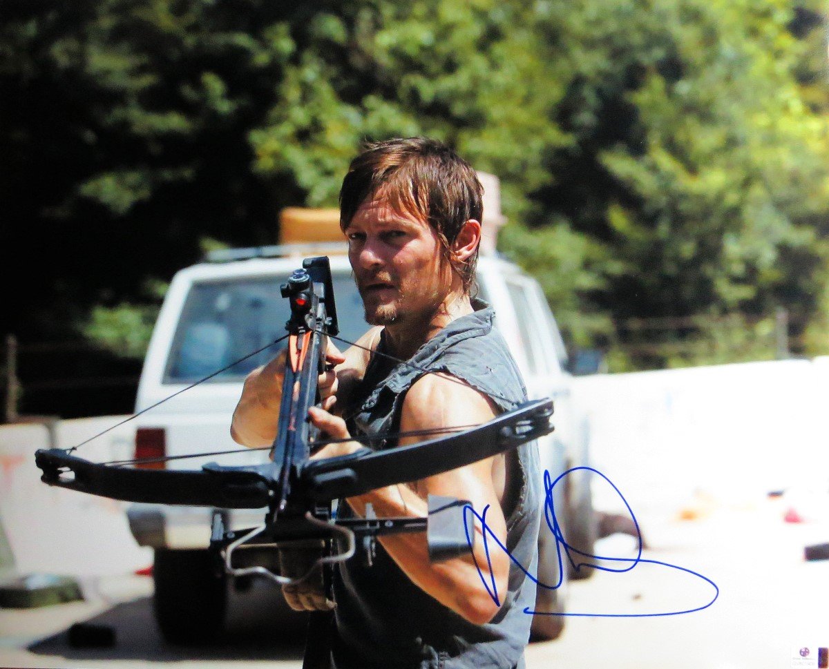 Norman Reedus Signed Autographed 16X20 Photo The Walking Dead Crossbow - Limited Edition Collectible Memorabilia for Fans & Gift Idea - Perfect for Display in Home, Office, or Man Cave
