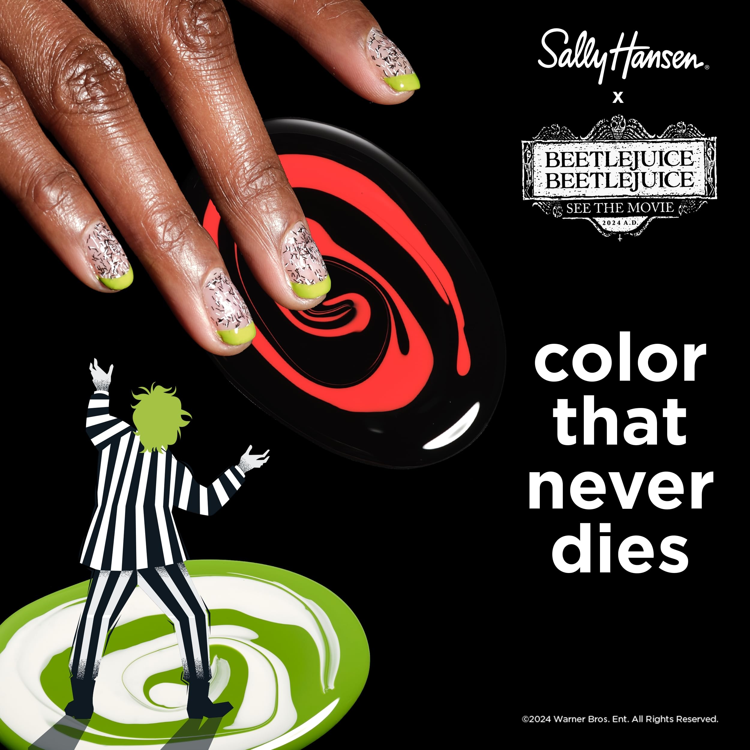 Sally Hansen Miracle Gel Nail Polish - Beetlejuice Tombstone White, Long Lasting Gel-Like Formula, No UV Lamp Needed, Chip-Resistant - Perfect for Halloween Costumes, Gothic Fashion & Everyday Wear