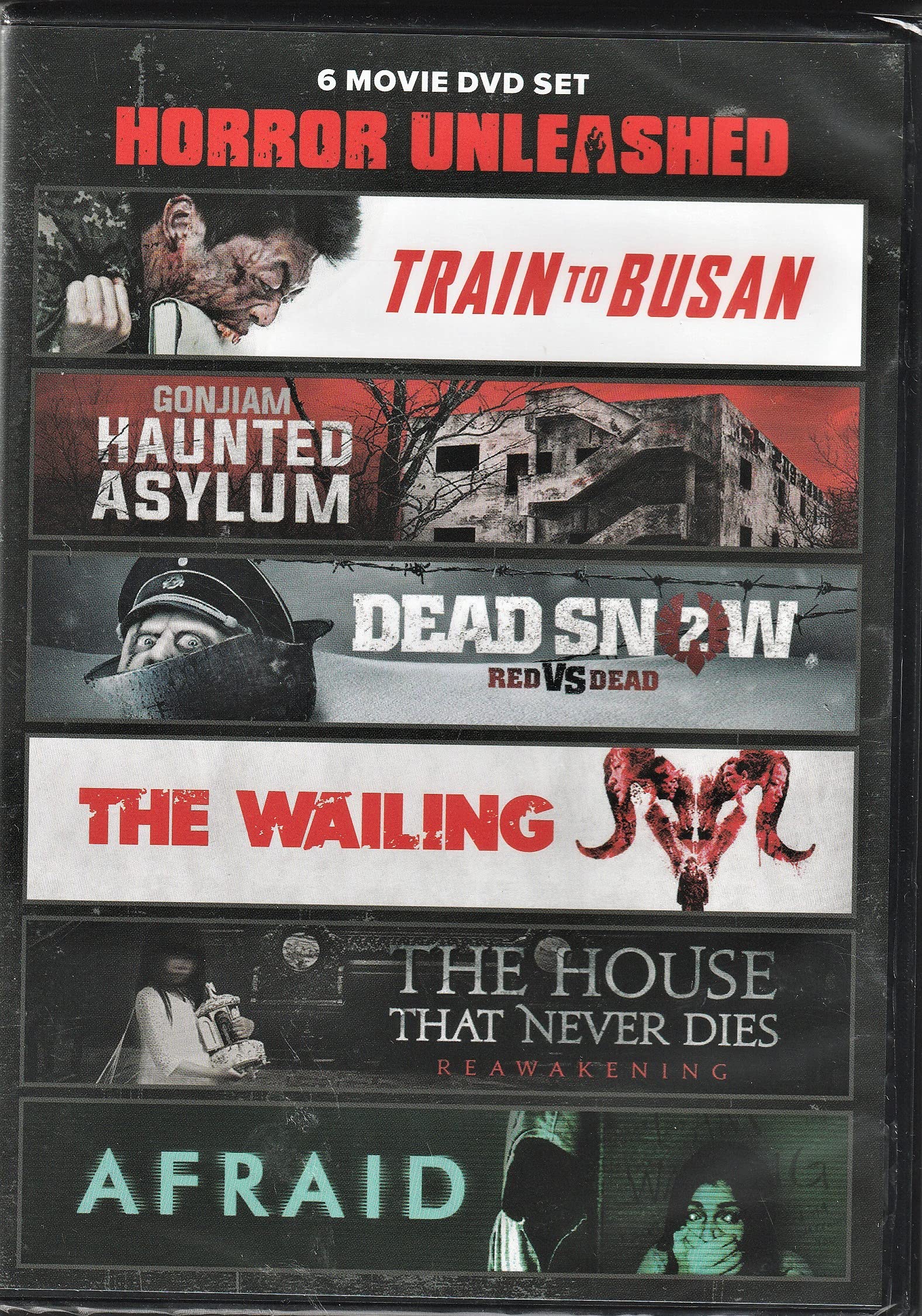 Horror Unleashed Movie Collection - Train to Busan, Haunted Asylum, Dead Snow 2, The Wailing, The House That Never Dies, Afraid | Scary Films for Halloween Nights & Thriller Movie Marathons