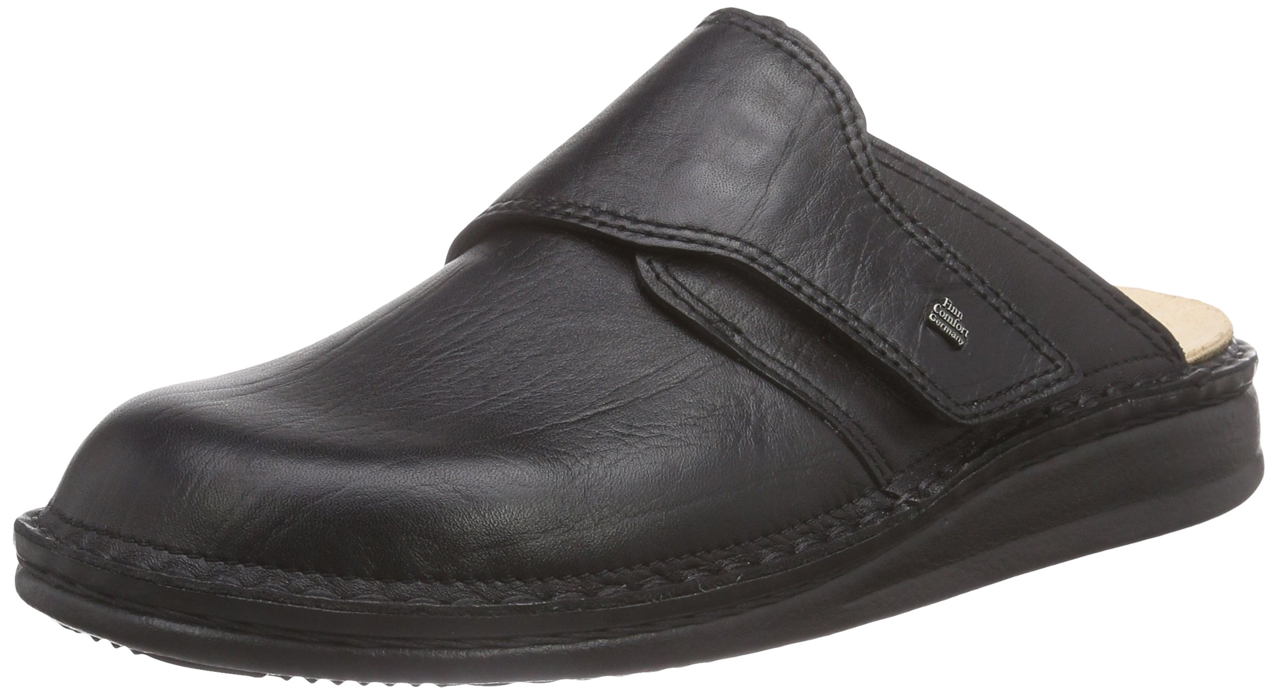 Finn Comfort Men's Clogs - Slip-Resistant Comfort Shoes for Healthcare Workers & Chefs - Black Leather Clogs Size 9 US - Perfect for Hospitals, Kitchens & Casual Wear