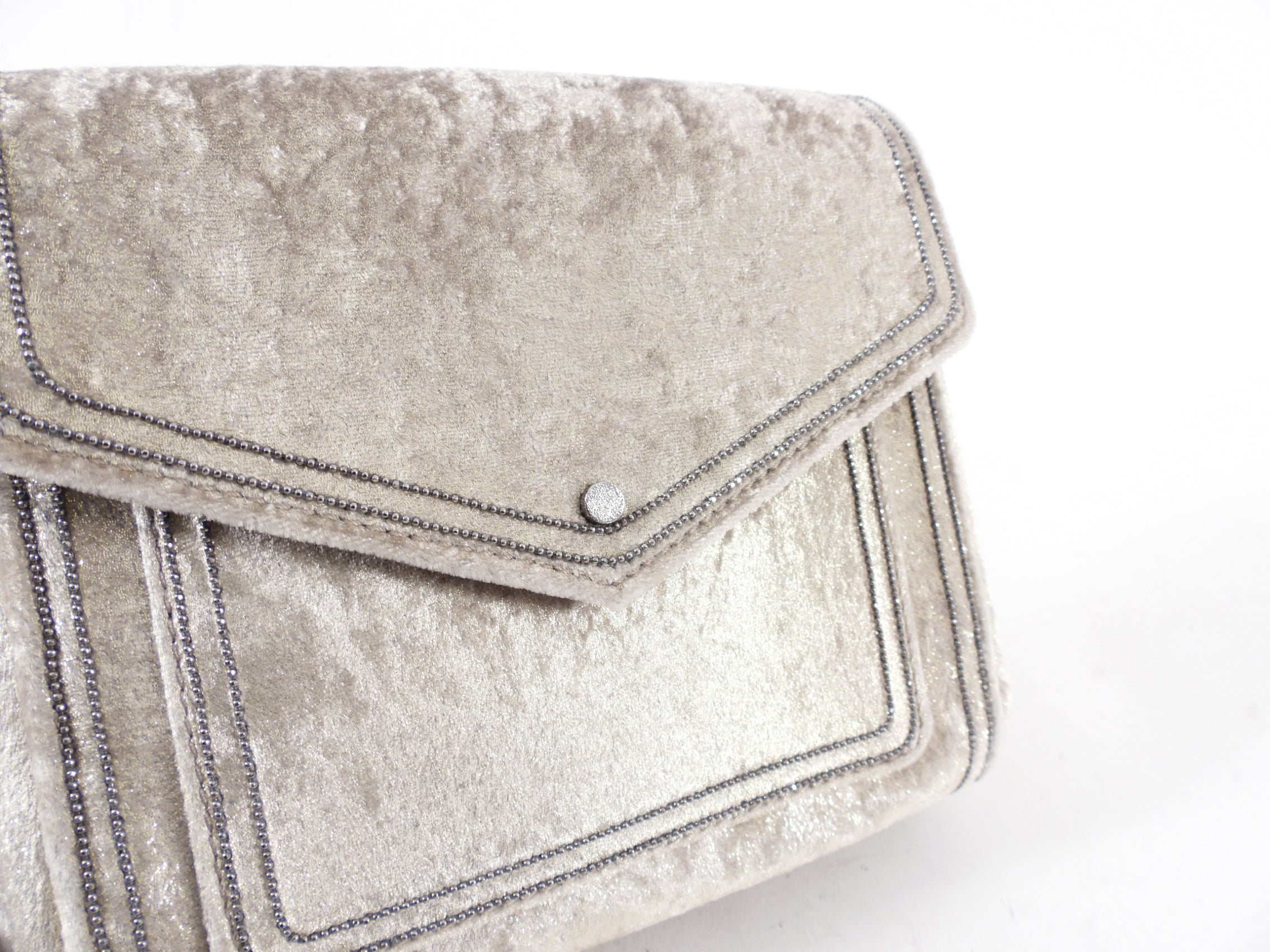Brunello Cucinelli Ivory Velvet Crossbody Bag for Women - Luxury Small Shoulder Purse with Monili Detailing, Perfect for Evening Events & Daily Use