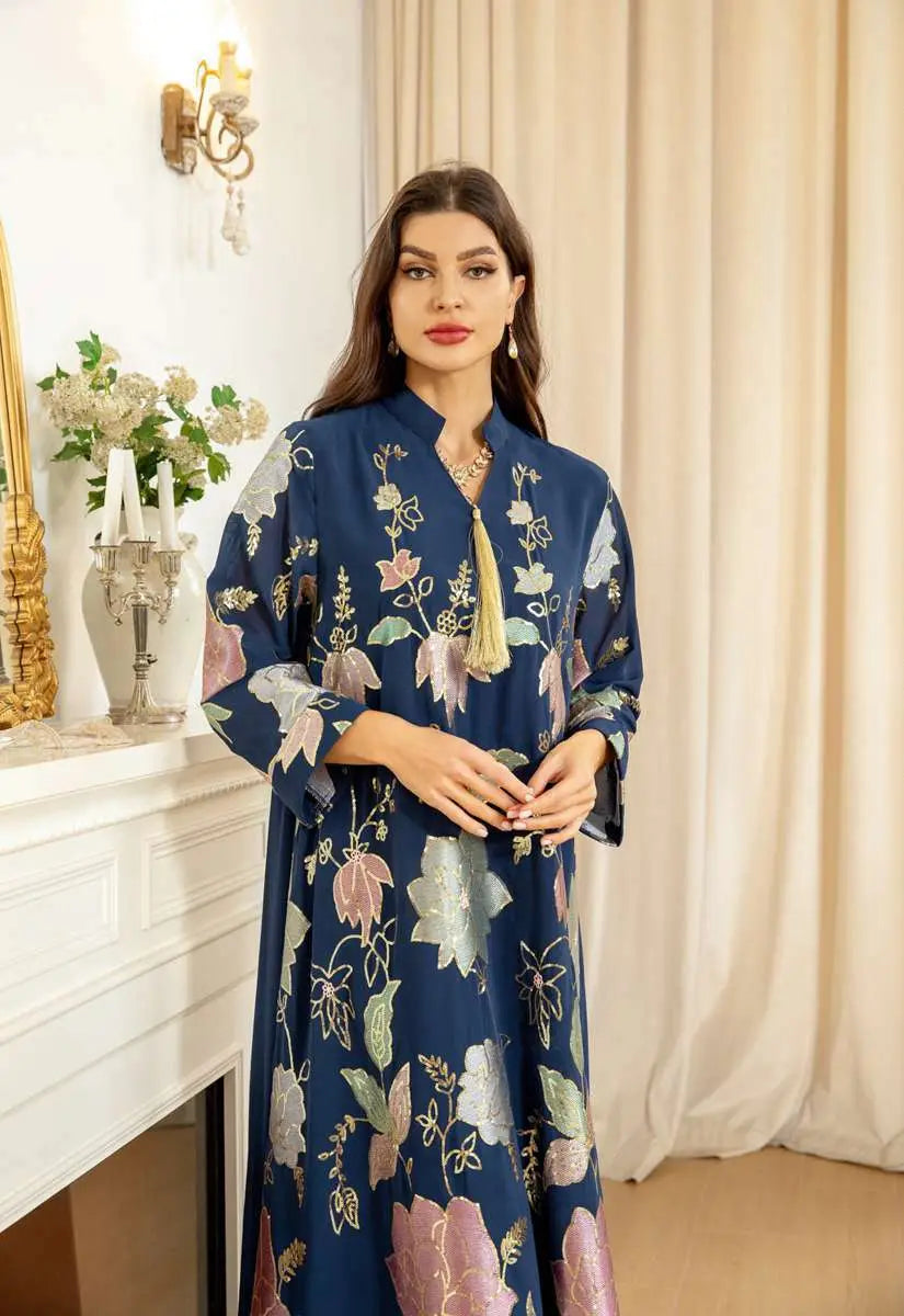 Elegant Eid Dress for Women - Embroidered Sequin Chiffon Kaftan Caftan Outfit | Perfect for Eid Celebrations, Weddings & Special Occasions