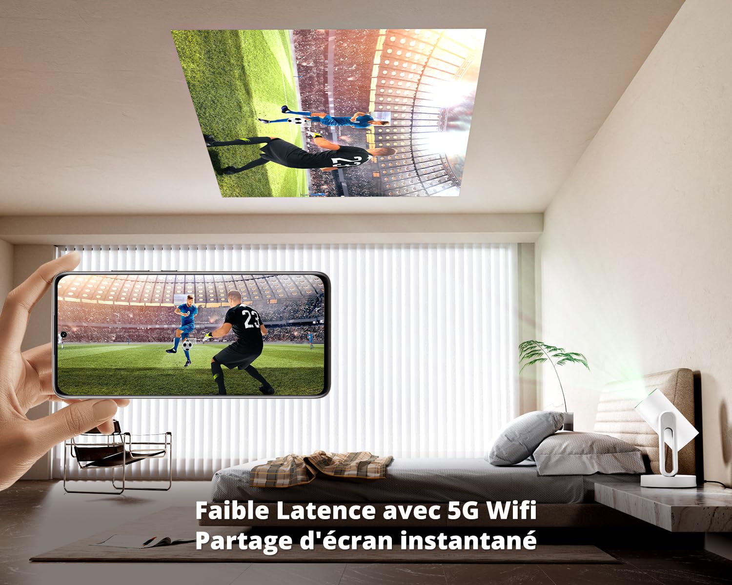 ETOE 4K Android TV 11.0 Smart Projector with Netflix Certification - 300 ANSI Lumens, Auto Keystone, Rotating Ceiling Mount, 5G WiFi & Chromecast Support (White) - Perfect for Home Theater, Gaming & Outdoor Movie Nights