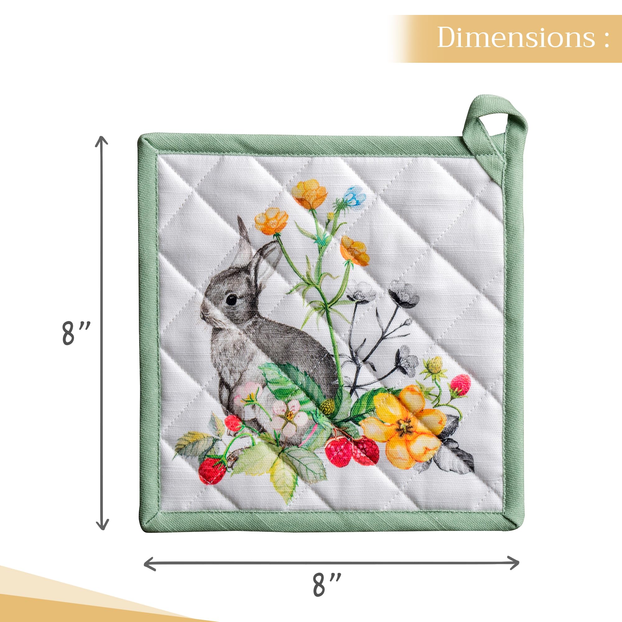 Maison d'Hermine 100% Cotton Heat Resistant Pot Holders Set of 2 - 8