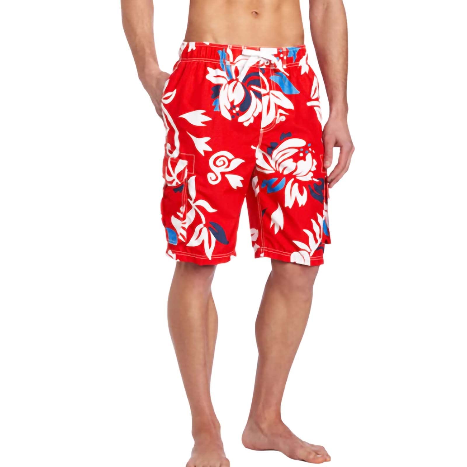 **JUNGE Men's Hawaiian Swim Shorts - Quick Dry Beach Board Shorts with Drawstring Waist for Swimming, Surfing & Vacation | Perfect for Pool, Beach & Summer Holidays**