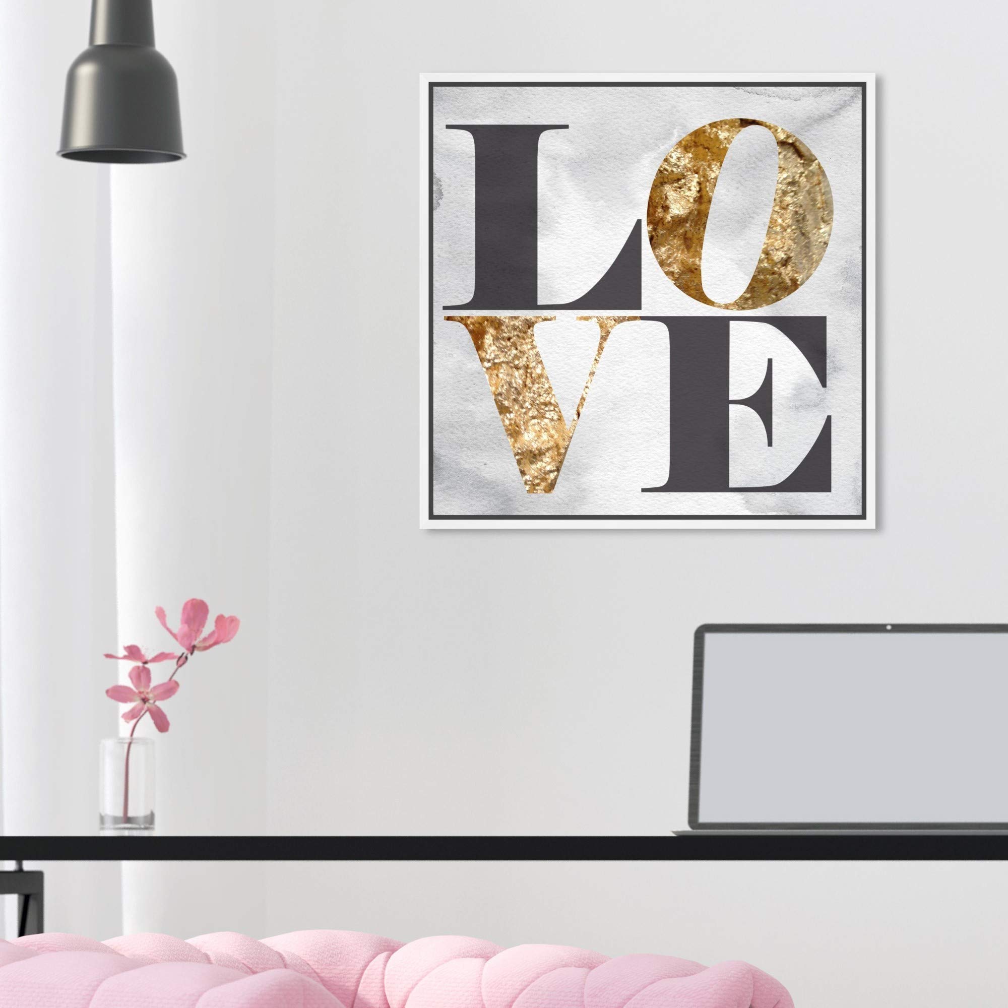 Build Stone Love Quote Framed Wall Art - 16x16 Inch Typography Canvas Print for Home Decor | Motivational Office & Living Room Wall Art by Oliver Gal Artist Co.