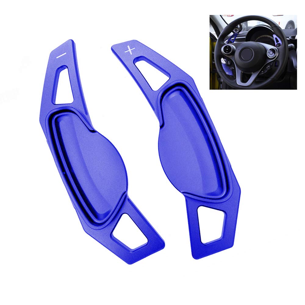 Premium Metal Alloy Steering Wheel Paddle Shifter Extension Kit - Compatible with Mercedes-Benz Smart Fortwo 451 (2009-2017) & Forfour 453 (2015-2017) - Blue Shift Paddle Blade Replacement & Decorative Upgrade for Enhanced Driving Experience - Perfect for Racing Enthusiasts & Custom Car Modifications