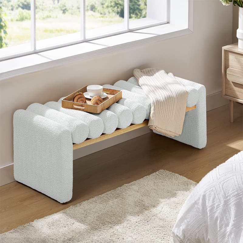 Modern Functional Bench with Solid Wood Seat Frame - Stylish Entryway, Living Room, or Bedroom Seating - Durable & Comfortable for Home Decor