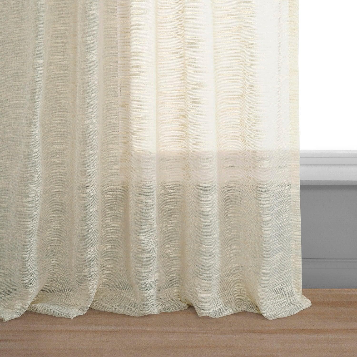 Breathable Cream Open Weave Linen Blend Sheer Curtains for Living Room & Bedroom - Light Filtering Window Drapes for Privacy & Natural Light