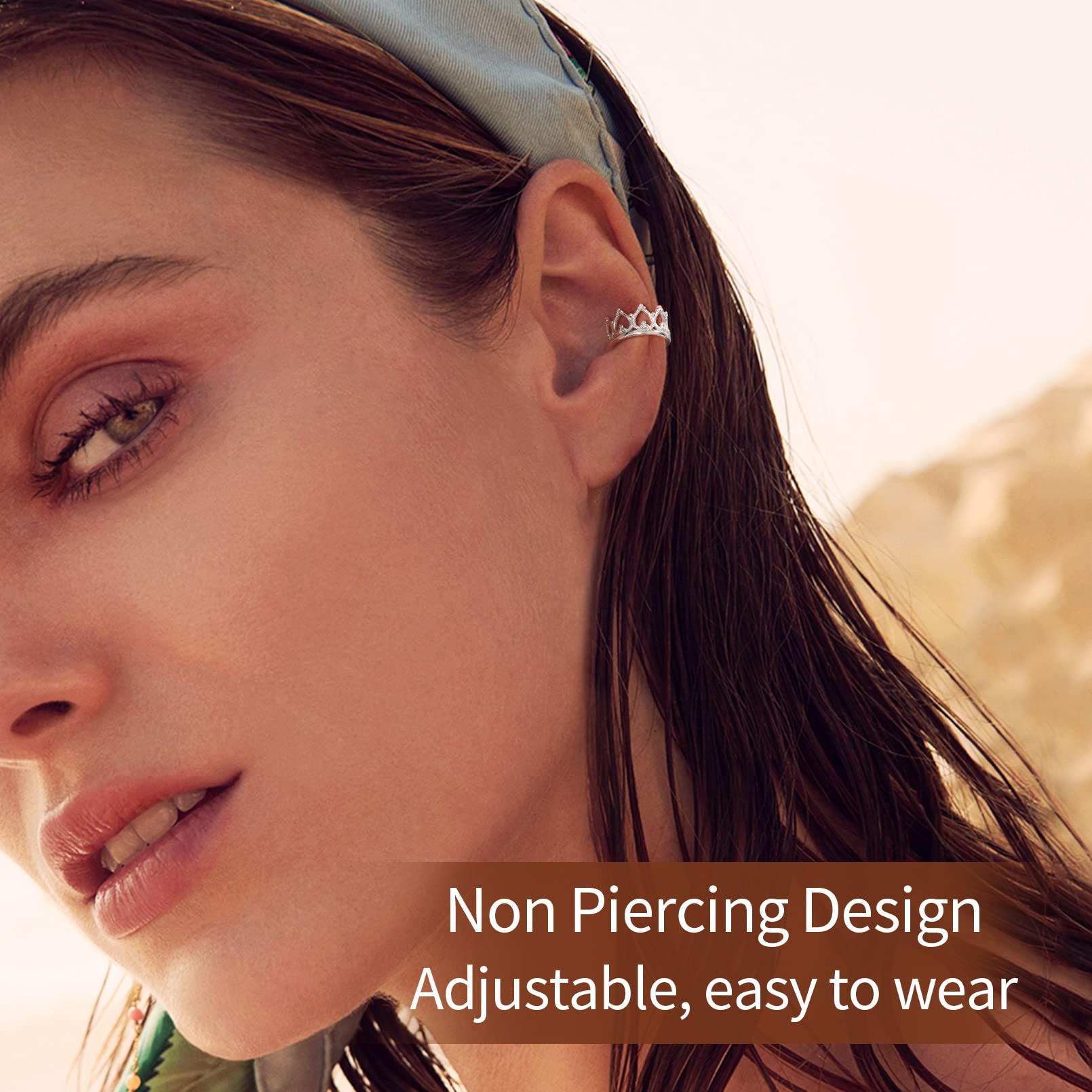 ChicSilver 925 Sterling Silver Non-Piercing Clip-On Ear Cuff Earrings for Women - Cartilage Hoop Earrings with Gift Box - Perfect for Parties, Weddings & Everyday Wear