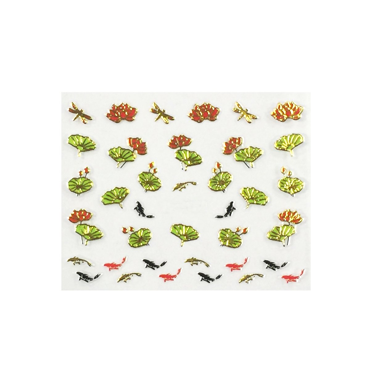 ALLYDREW 6 Sheets Japanese Cherry Blossom Nail Stickers Set - Floral Nail Art Decals with Bamboo, Gingko Leaves, Koi Fish, Dragonflies & Cranes (6 Designs) - Perfect for Spring Nails, DIY Manicures & Asian-Themed Parties