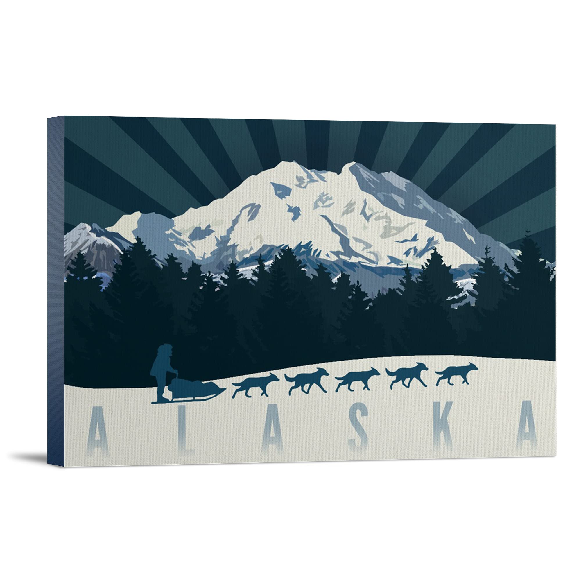 Lantern Press Alaska Denali Dog Sled Wall Art - 12x18 Wrapped Canvas Print for Home & Office Decor - Perfect for Living Room, Bedroom or Cabin Wall Decor