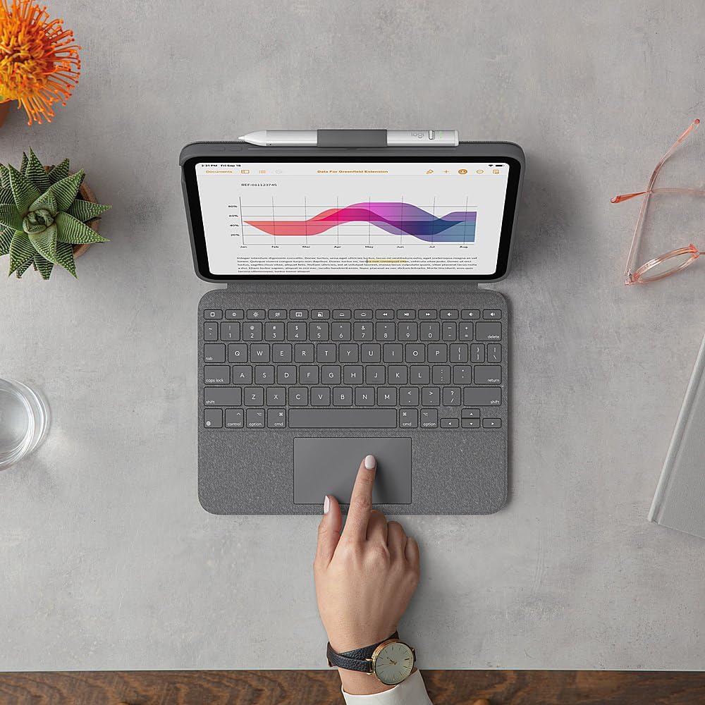 Logitech Combo Touch Detachable Keyboard Case for iPad 10th Generation (2022) - Oxford Grey (Renewed) | Slim Protective Cover with Trackpad for Work & Study