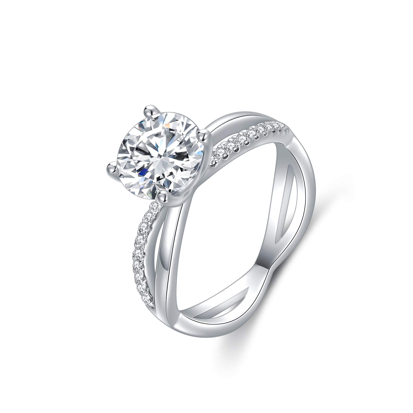 1.6 CTW Moissanite Engagement Rings for Women - Round Cut Simulated Diamond Wedding Band, Twisted Pave Promise Ring for Wife & Girlfriend (Size 3.5-12) | Perfect for Proposals, Anniversaries & Special Occasions