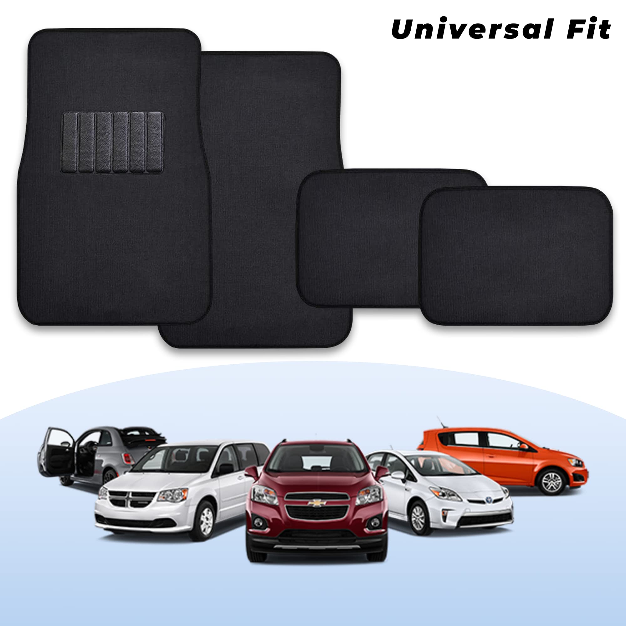Premium Heavy Duty Car Floor Mats - All Weather Protection, Non-Slip, Custom Fit for Most Vehicles (Black) | Ideal for SUVs, Trucks & Daily Commuters