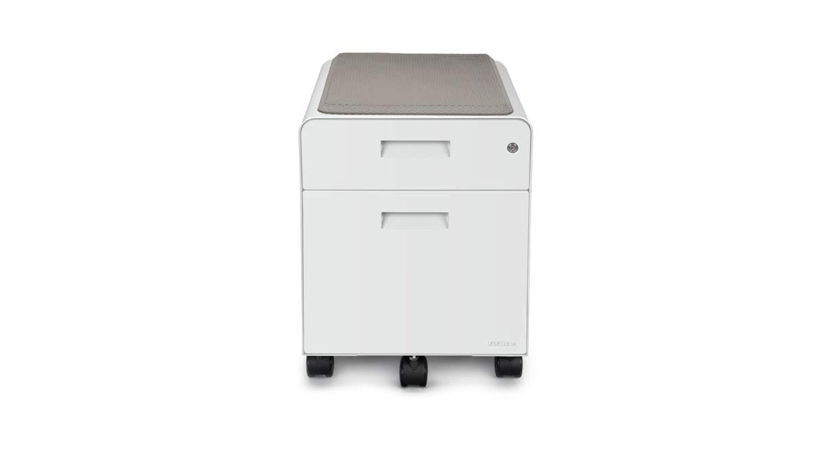 Uplift Desk 2-Drawer Rolling File Cabinet with Seat - White Office Storage for Home & Workspace Organization - Perfect for Small Spaces & Filing Needs