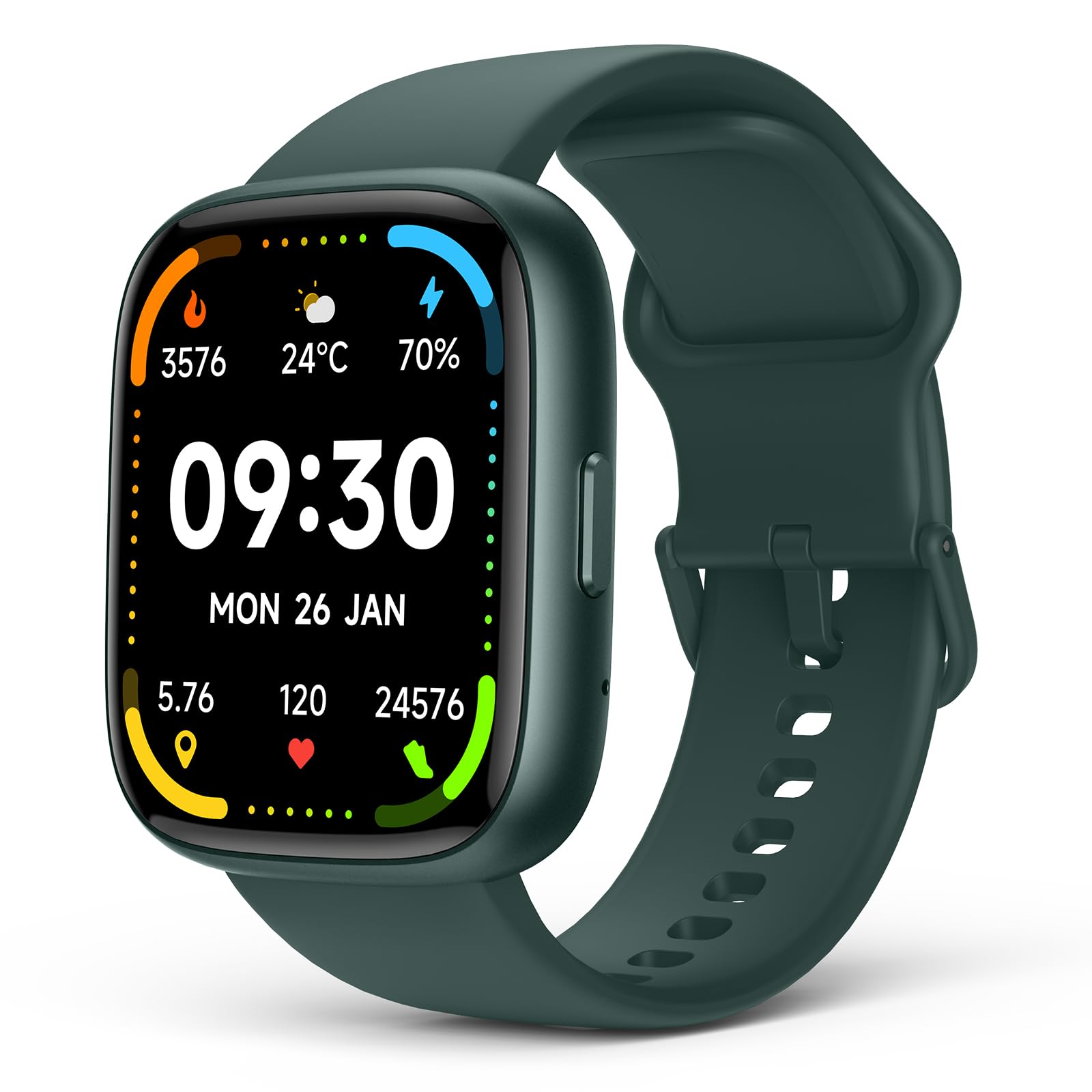 Smart Watch with Alexa Built-in, Fitness Tracker for Women & Men - Compatible with Android & iPhone, IP68 Waterproof, Heart Rate/Sleep/Stress Monitor, 100+ Sports Modes - Perfect for Running, Swimming & Daily Activity Tracking (Green)