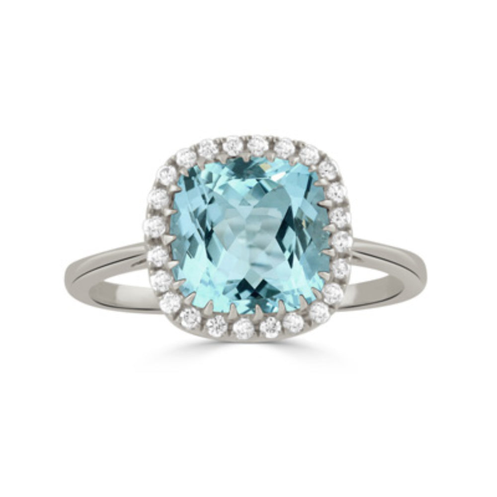 18K Gold Sky Blue Topaz and Diamond Ring for Women - Elegant Birthstone Jewelry Gift for Anniversary, Engagement, or Special Occasion