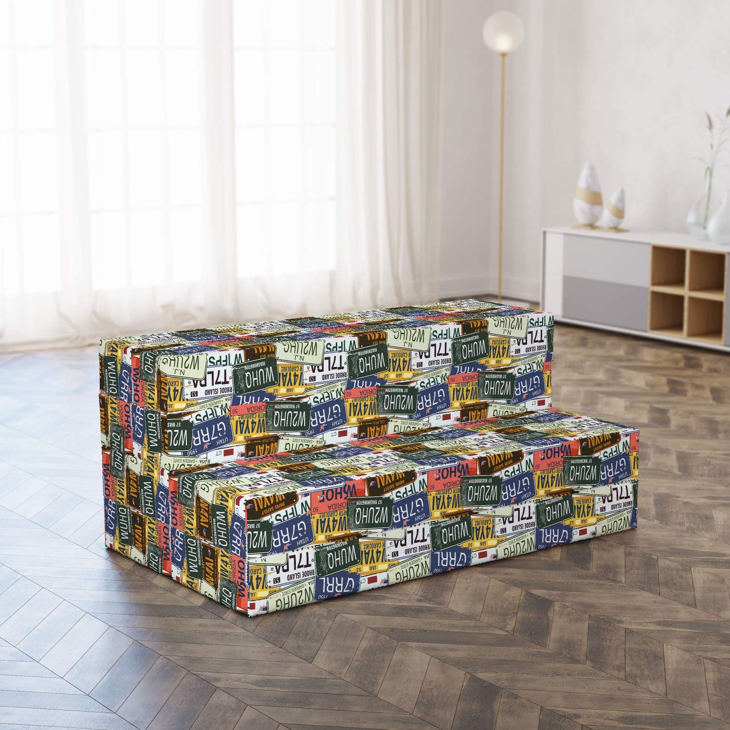 Ambesonne Retro Foldable Mattress - Vintage Travel Sleeping Pad 78.7