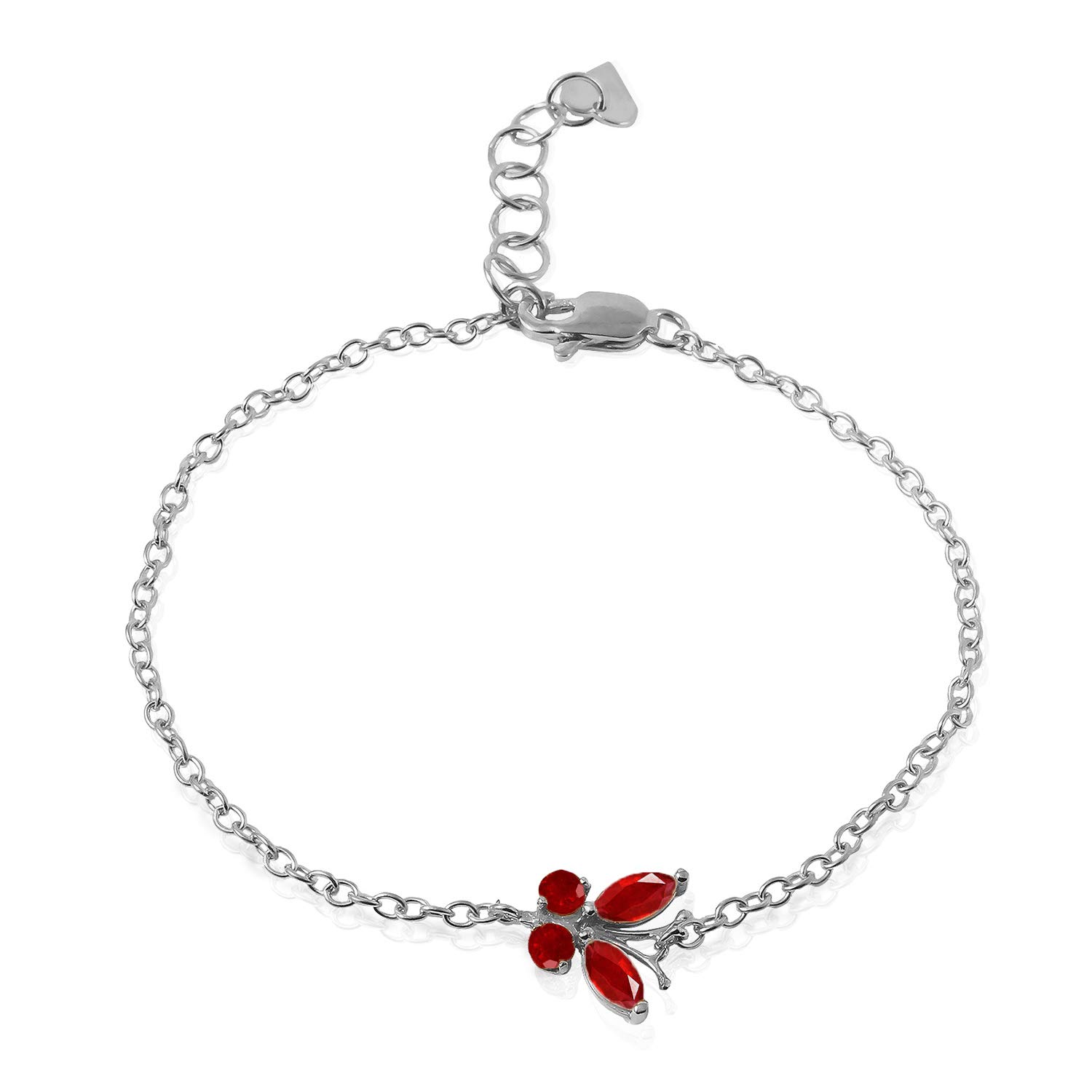 14K Solid White Gold Butterfly Bracelet with 0.6 ct Ruby - Elegant Jewelry for Women, Perfect for Weddings, Anniversaries & Special Occasions