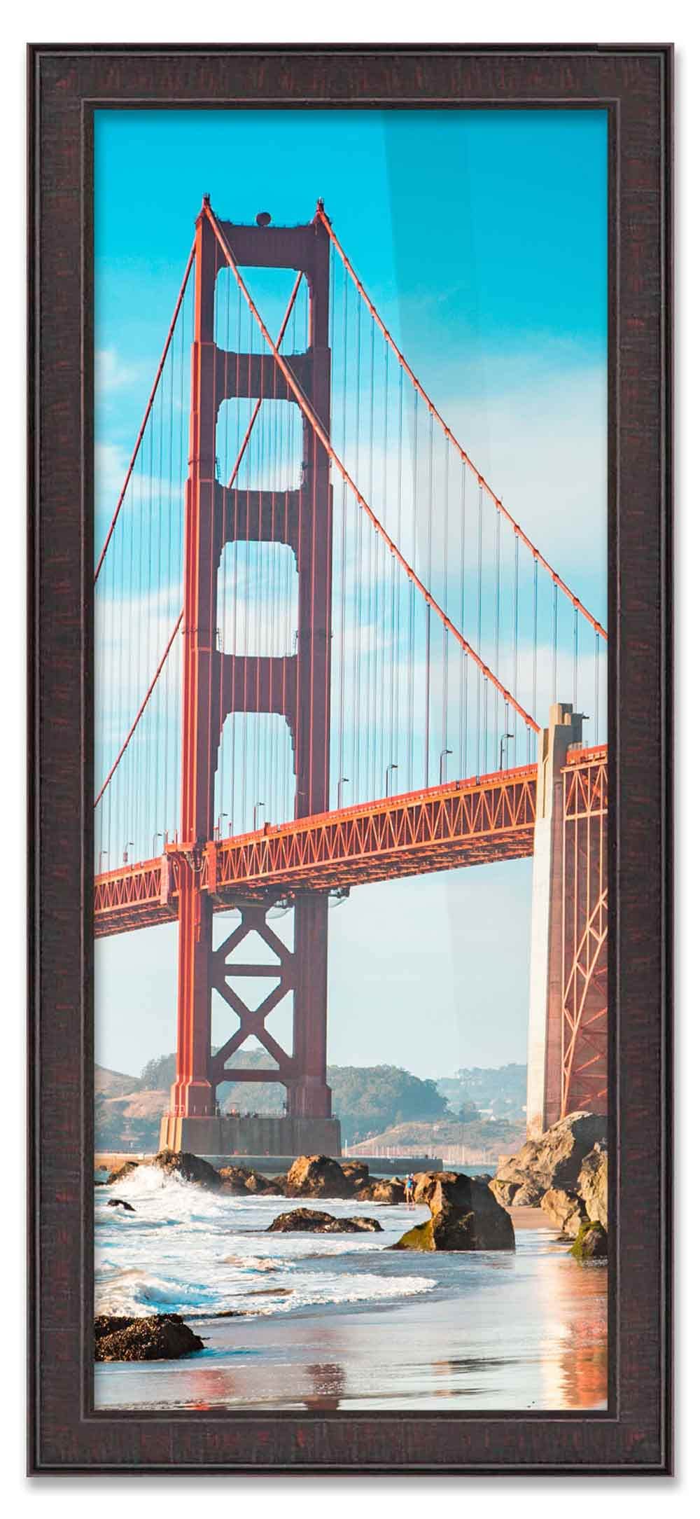 9x42 Inch Brown Wood Picture Frame - Modern Photo Frame with UV Acrylic Shatter Guard & Acid-Free Foam Backing - Wall Hanging Hardware Included - Perfect for Family Photos, Living Room Decor, Bedroom Wall Art & Office Display
