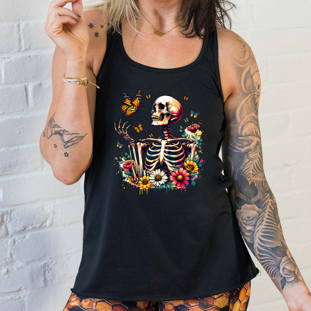 Skeleton Butterflies T-Shirt - Gothic Style Graphic Tee for Men & Women - Perfect for Halloween, Parties, and Alternative Fashion