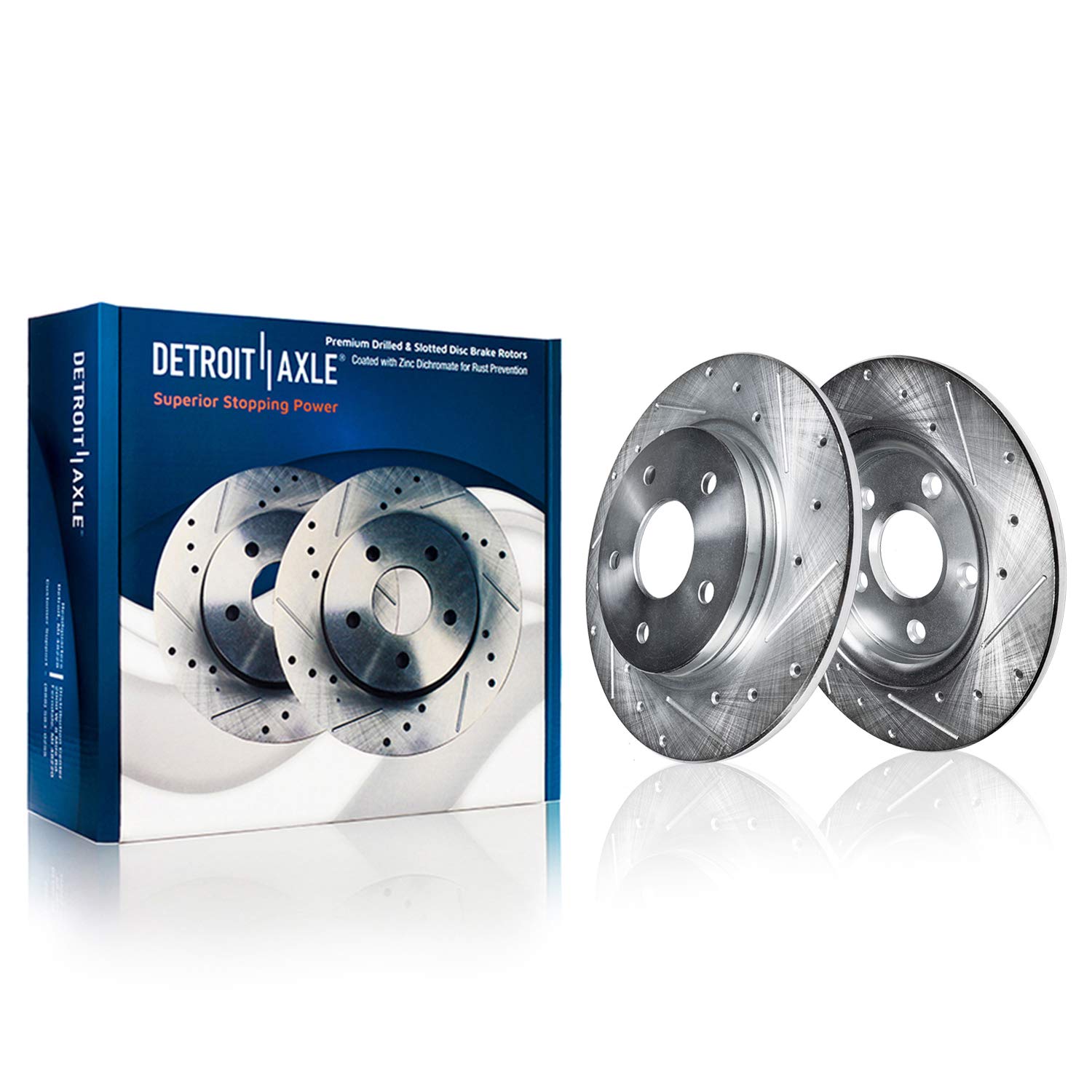 Detroit Axle Rear Brake Rotors for 2002-2004 Honda Odyssey - Drilled & Slotted Premium Replacement Brake Rotors (12.32 Inch) - Perfect for City Driving, Highway Commuting & Heavy Loads