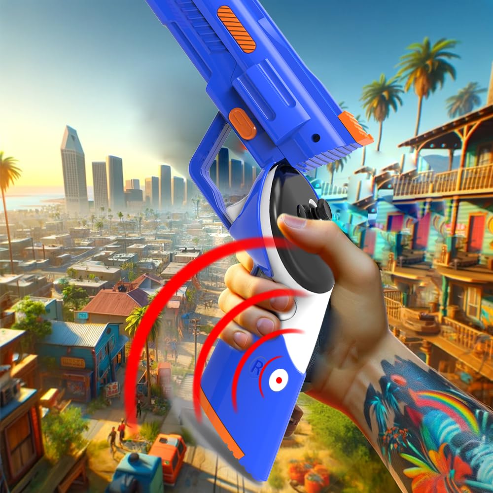 Blue Controller Grip Cover Holder for Meta Quest 3 Gamepad - Shooting Bracket Accessory for VR Gaming, Fitness Training & Immersive Experiences