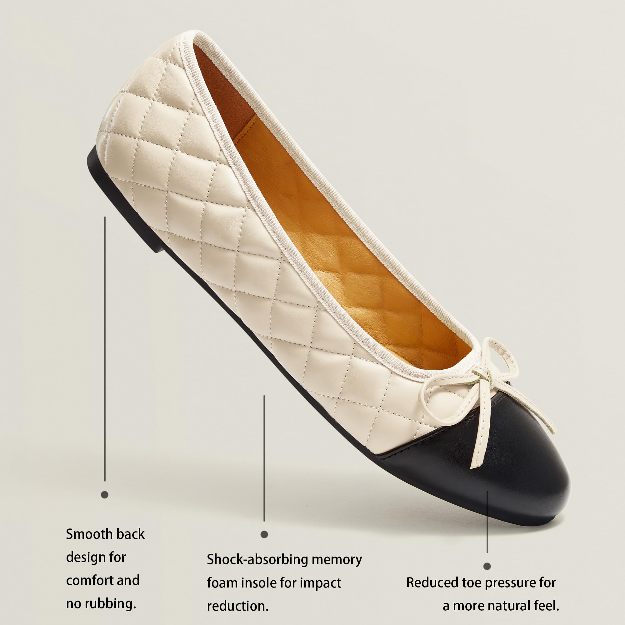 Women's Ballet Flats - Round Toe Mary Jane Shoes with Soft Leather & Geometric Patterns - Elegant Bowknot Slip-On Dress Shoes for Work, Parties & Casual Wear