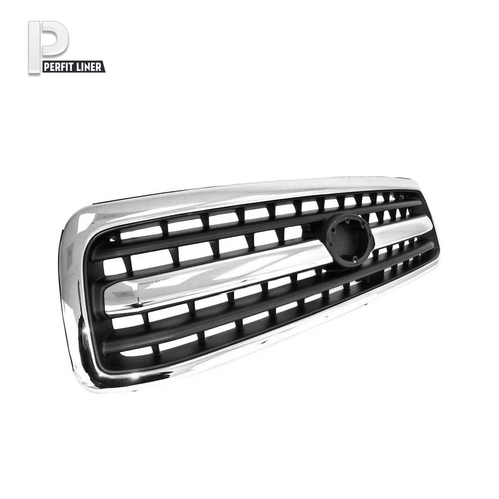 Perfit Liner Front Chrome Black Grille Grill with Emblem Provision - Compatible with 2000-2002 Toyota Tundra Pickup Truck (Part #TO1200223 531000C020) - Upgrade Your Truck's Style & Protection