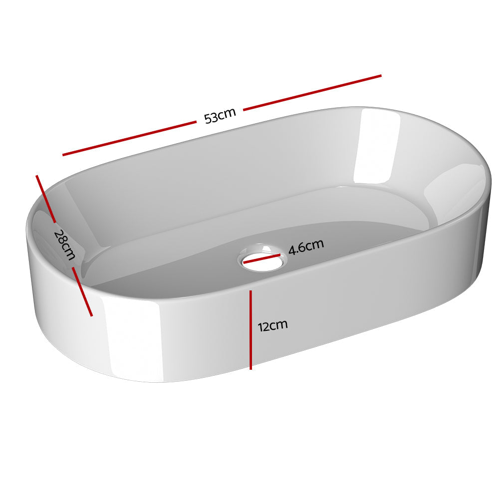 Cefito Ceramic Above Counter Bathroom Sink - Long Rectangular Vanity Basin for Hand Washing | Perfect for Modern Bathroom & Powder Room Renovations