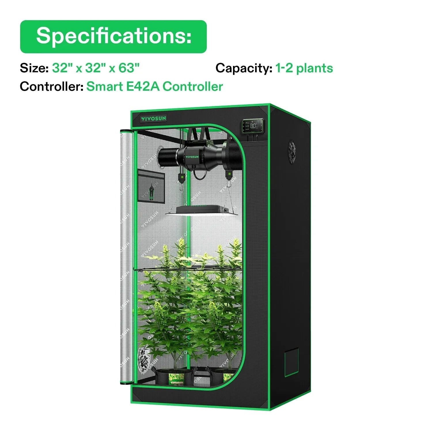 Vivosun 2.7' x 2.7' Smart Grow Tent Kit for Indoor Plants - Complete 2 Plant G4 Hydroponic System with Reflective Mylar & Ventilation Ports - Perfect for Home Gardening, Seed Starting & Herb Cultivation