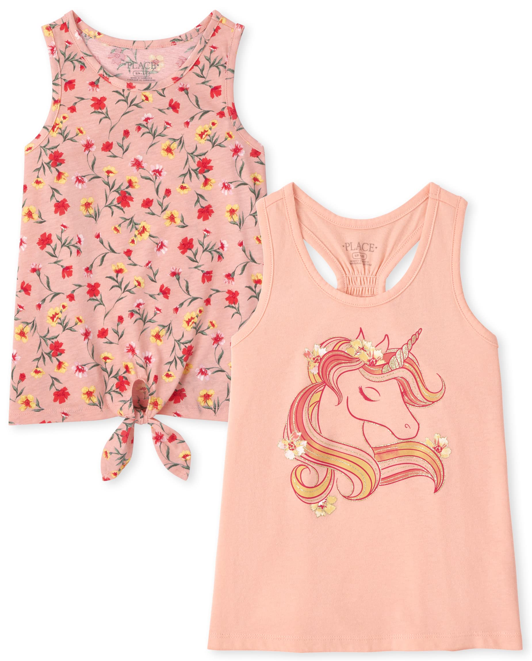 The Children's Place Girls' Tie-Front Tank Top - Cute Summer Outfit for Playdates & Beach Days