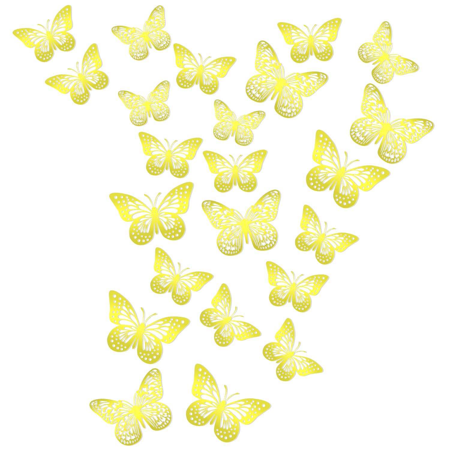 24-Piece 3D Butterfly Wall Decals - Removable Gold Butterfly Stickers for Nursery, Bedroom, Kitchen & Classroom Decor (2 Styles, 3 Sizes) | Perfect for DIY Home Decor, Wedding, Birthday Party & Cake Decoration Gifts