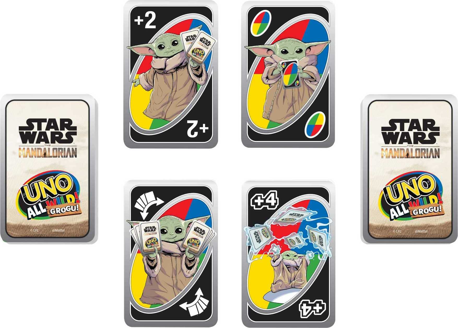 Mattel Games UNO The Mandalorian All Wild Grogu Card Game for Kids & Adults - Star Wars Themed Deck with Grogu Images & Special Rules, 2-10 Players - Fun Family Game Night & Party Entertainment