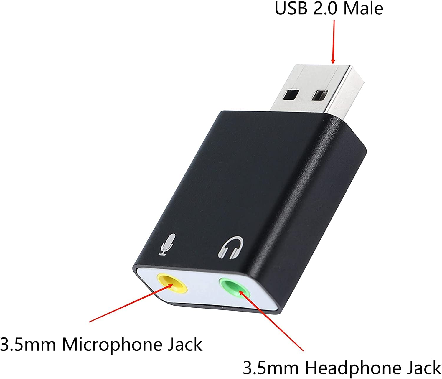 Hypercube USB to 3.5mm Audio Adapter with DAC - Dual Jack Headphone & Microphone USB Aux Converter - External Stereo Sound Card for Gaming Headsets - Compatible with PC, MacBook, Laptop - Perfect for Online Gaming, Video Calls & Music Streaming