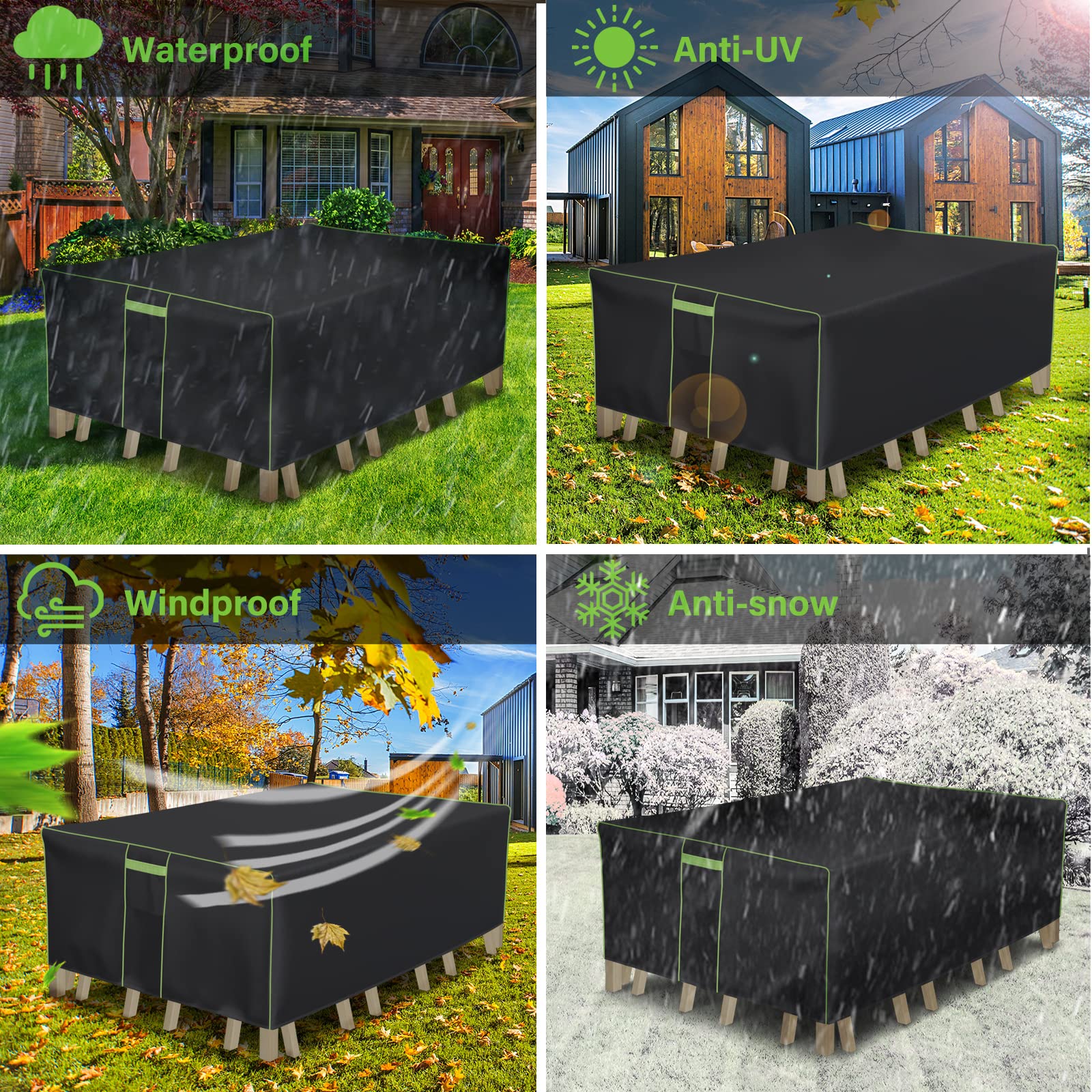 Heavy Duty 600D Waterproof Outdoor Patio Furniture Covers - Tear Resistant & UV Protection for Sectional Sofa Set (98