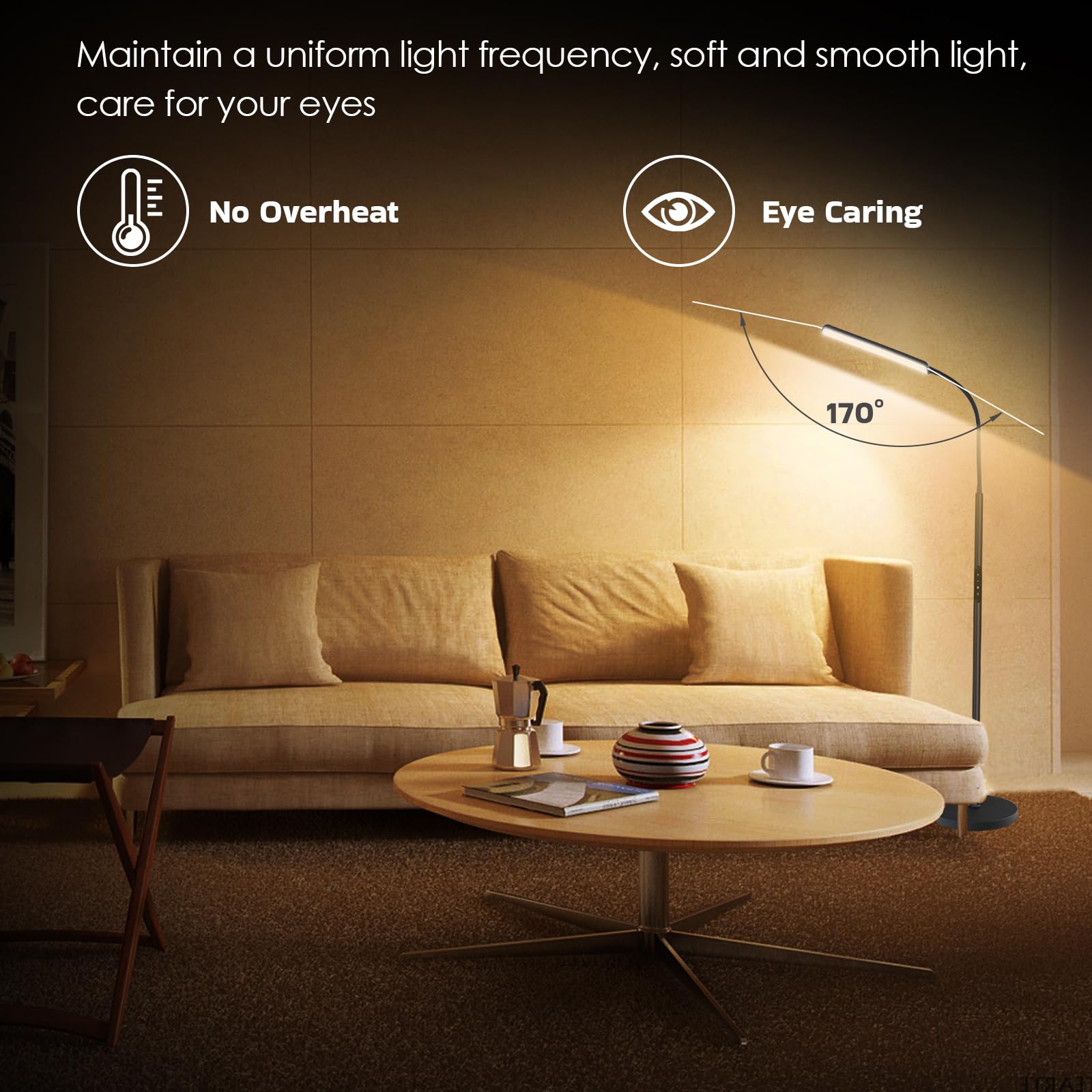 Dimunt LED Floor Lamp - 15W Bright Adjustable Standing Light with Remote & Touch Control, 3000K-6000K Color Temperature, 1H Timer - Perfect for Living Room, Bedroom & Reading Nook