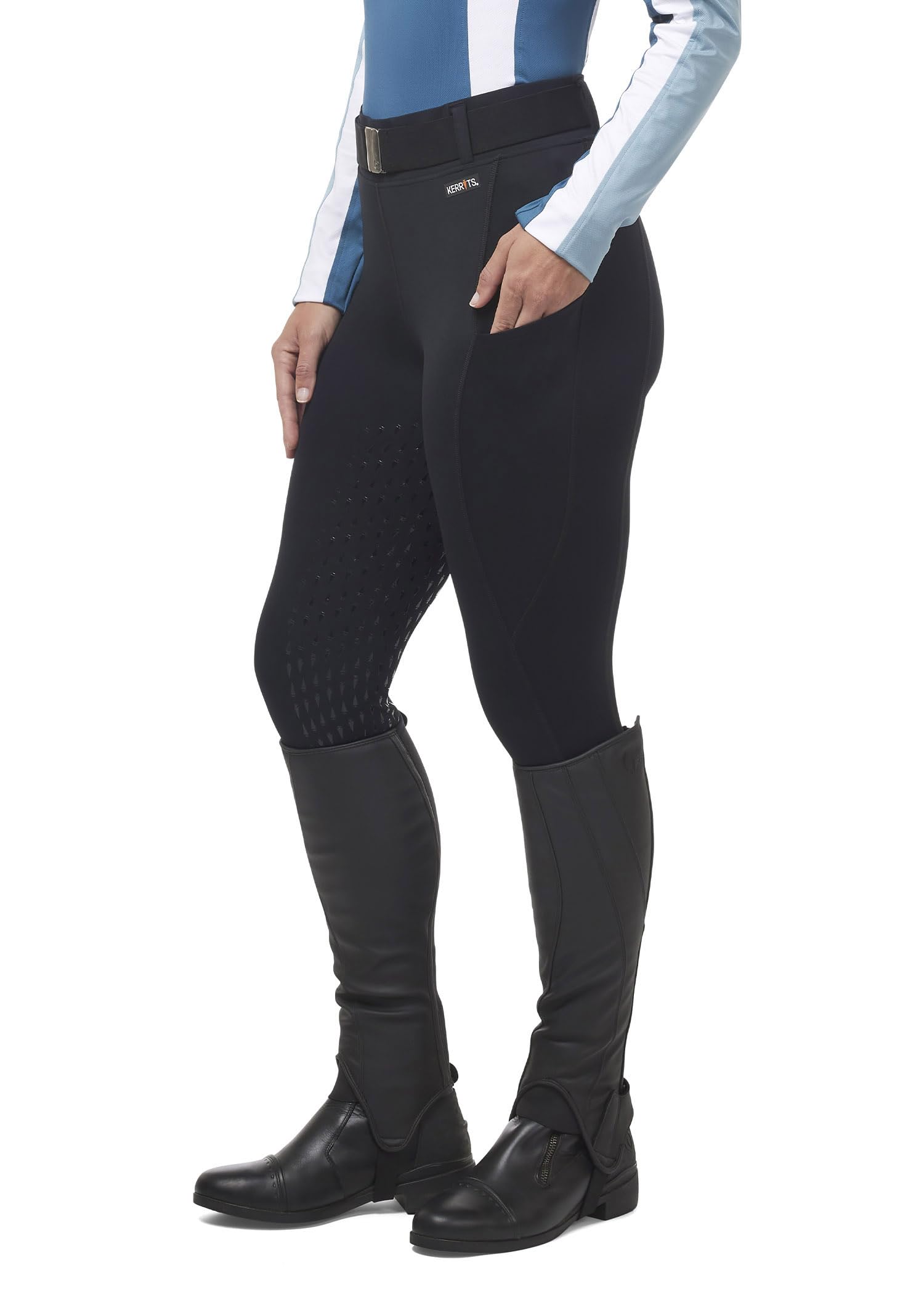 Kerrits Women's Coolcore Full Leg Grip Horse Riding Tights – Breathable Cooling Equestrian Leggings with Silicone Grip & Pockets for Horseback Riding, Training & Outdoor Activities