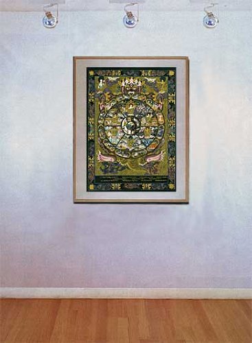 BIG Tibetan Mandala Art Print - The Wheel of Life Asian Wall Decor for Meditation Room & Spiritual Home Decor