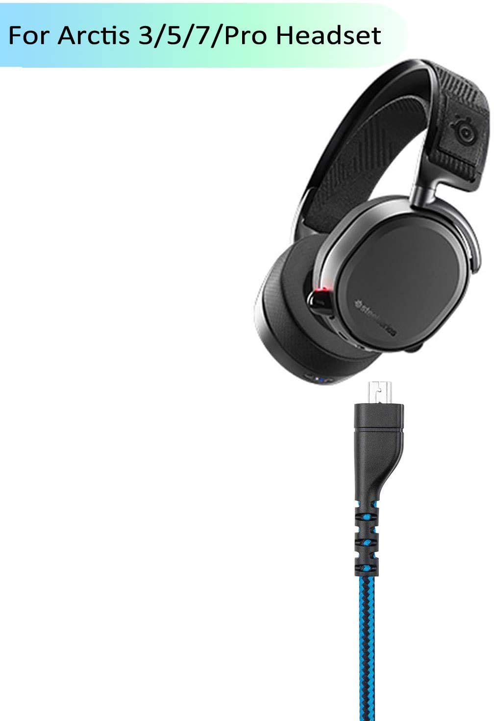 SteelSeries Arctis Replacement Audio Cable - Compatible with Arctis 3/5/7/Pro/Pro Wireless Gaming Headsets - 6.5ft (2m) Blue Aux Cable for PC, PS4, PS5, Xbox - Perfect for Gaming, Streaming & Music Listening