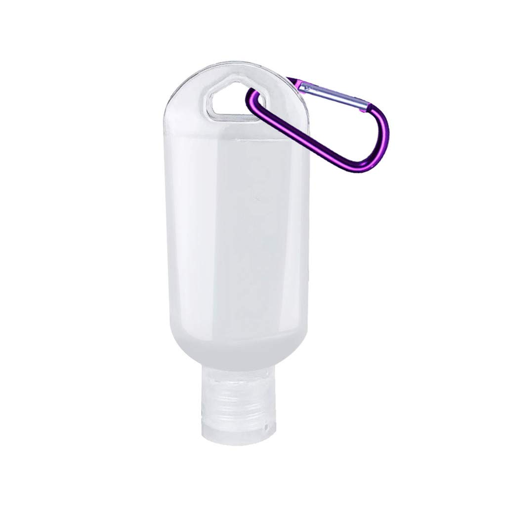 HHmei 10-Piece Leakproof Clear Travel Keychain Bottles - Flip Top Empty Containers for Liquids (Purple) | Perfect for Toiletries, Cosmetics & Essential Oils On-The-Go