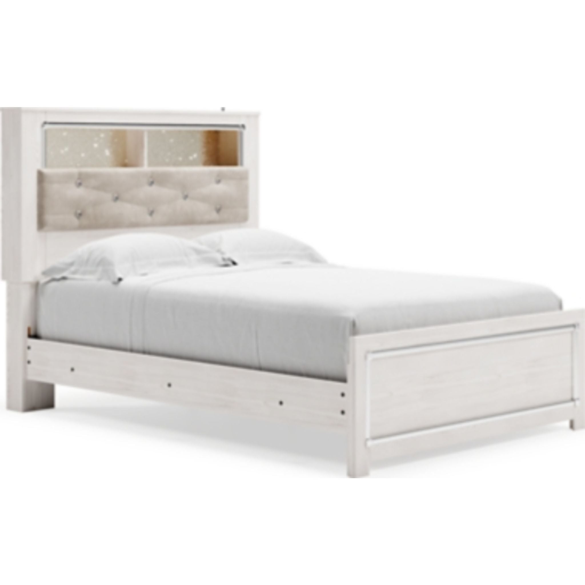 Altyra Full Bookcase Bed in White - Stylish Storage Bed with Built-in Shelves for Bedroom Organization